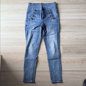 Express High Rise Buttoned Denim Jeans